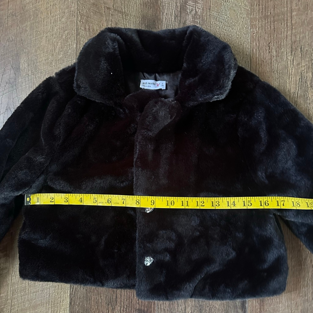 Women's Knit Works Black Faux Fur Cropped Jacket Size 14 - Picture 9 of 14